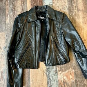 Women's Black Leather Jacket,  1980’s vintage